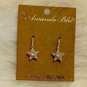 Cubic zirconia star cut drop earrings